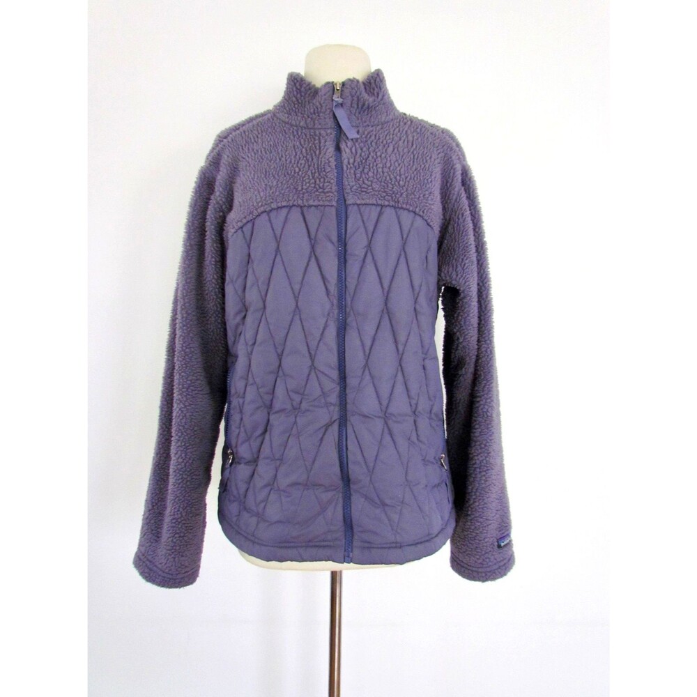 Vintage Patagonia Quilted Deep Pile Fleece Jacket Womens Medium Purple USA